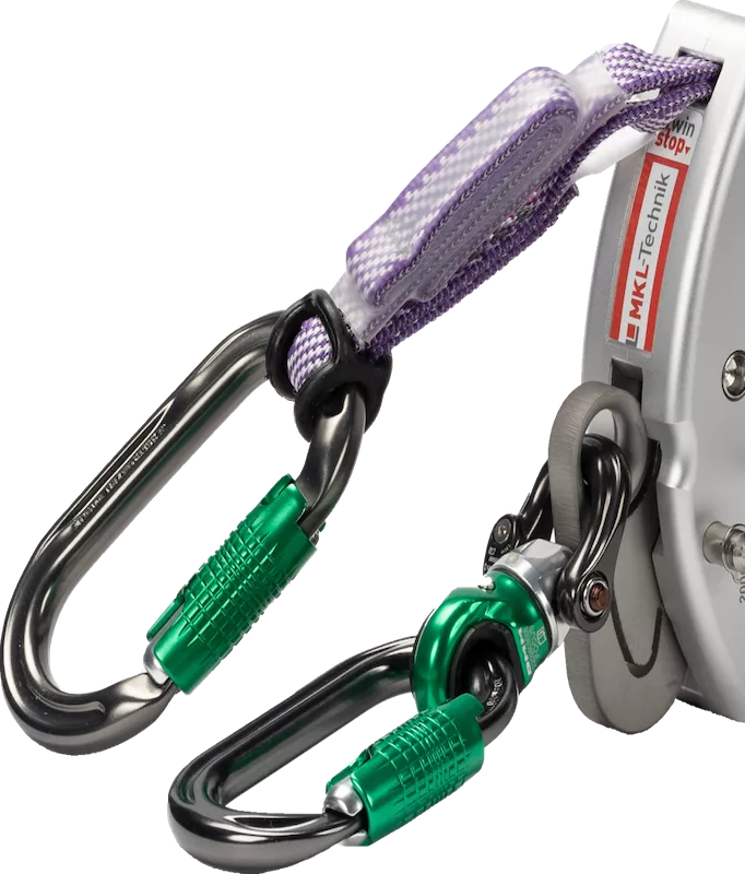 MKL - Twinstop 200000I - Auffanggerät - mit Doppelanbindung, Tri-Lock Karabiner und Drehwirbel